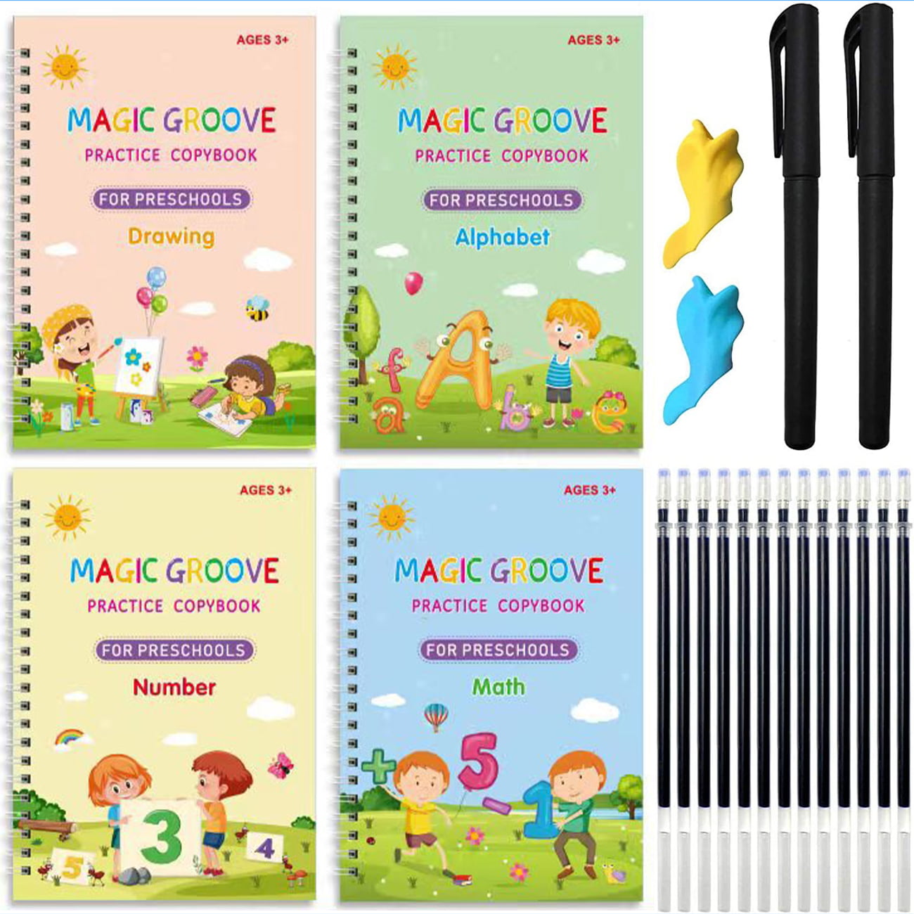 Practice Copybook, Handwriting Practice Book with Pen Refill, English Cursive Calligraphy, Reusable -4Pcs Practice Copybook, Handwriting Practice Book with Pen Refill, English Cursive Calligraphy, Reusable -4Pcs